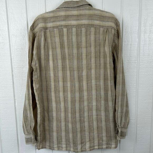 Tommy Bahama Men Linen Long Sleeve Button Up Shirt Brown Beach Summer Size Large - Picture 5 of 6
